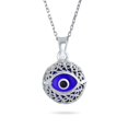 thumbnail image 1 of Bling Jewelry Womens Turkish Amulet Aqua Nazar Blue Evil Eye Filigree Charm Pendant Necklace Silver, 1 of 5