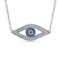 thumbnail image 1 of Bling Jewelry Womens Turkish Blue Evil Eye Pendant Necklace with Pave CZ in Sterling Silver, 1 of 5