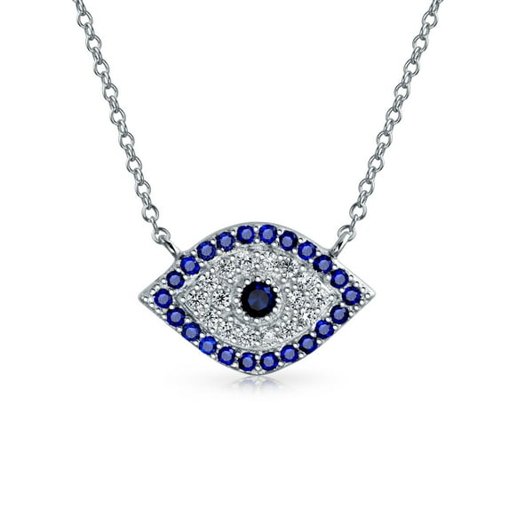 Bling Jewelry Womens Spiritual Protection Amulet Evil Eye Pendant Station Necklace .925 Sterling Silver