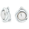 thumbnail image 1 of Bling Jewelry Womens Twist Braided Rope Clip-On Earrings with Simulated Pearl Silver Gold Plated, 1 of 4