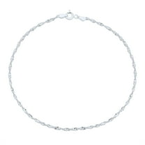 Bling Jewelry Womens Twisted Curb Anklet Ankle Bracelet Silver 9-10 Inch Italy