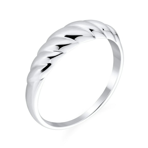 Bling Jewelry Womens Twisted Rope Cable Silver Ring Braided Dome Croissant Design Sterling Silver