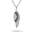 thumbnail image 1 of Bling Jewelry Womens Two Tone CZ Angel Wing Feather Dangle Pendant Necklace Silver Plated, 1 of 4