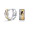 thumbnail image 1 of Bling Jewelry Womens Two Tone Greek Key CZ Hoop Earrings Men 14K Gold Plated, 1 of 5