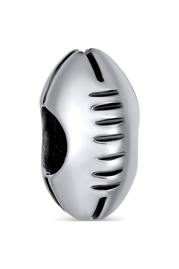 Womens Sterling Silver USA Rugby Sports  Football Ball Team Charm Bead Mom Oxidized for Bracelet