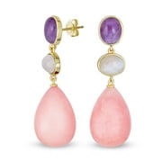 BLING JEWELRY Womens Unique Dangle Earrings Teardrop Oval & Gemstone in 14K Gold Plated
