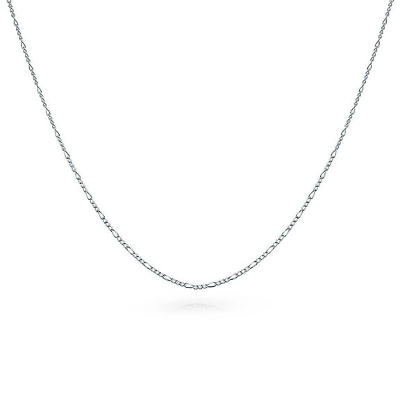 Bling Jewelry Womens Thin 1.2MM Strong Solid Sterling Silver Figaro Link Chain Necklace 14-24 Inch