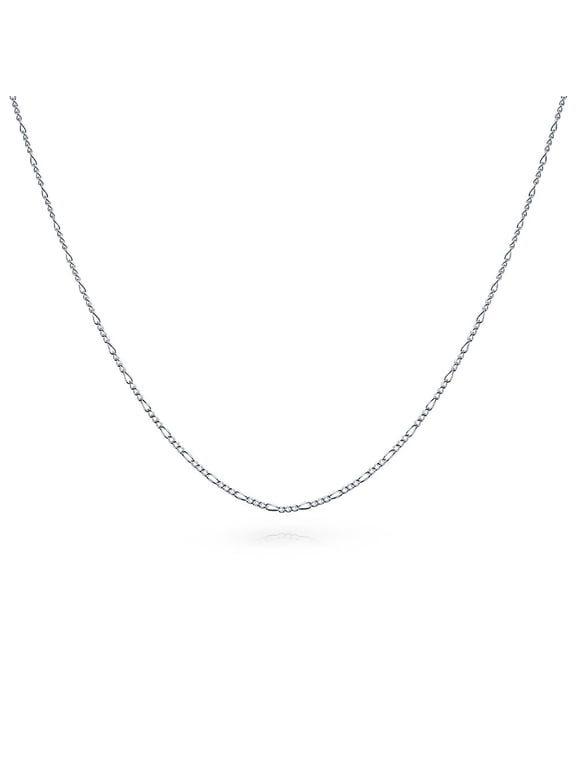 Womens Classic Ultra Thin 1.2MM Figaro Chain Link Necklace Sterling Silver 18"