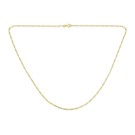 Bling Jewelry Womens Unisex 14K Gold Overlay Sterling Silver Figaro Chain Necklace for Men 14-24 Inch