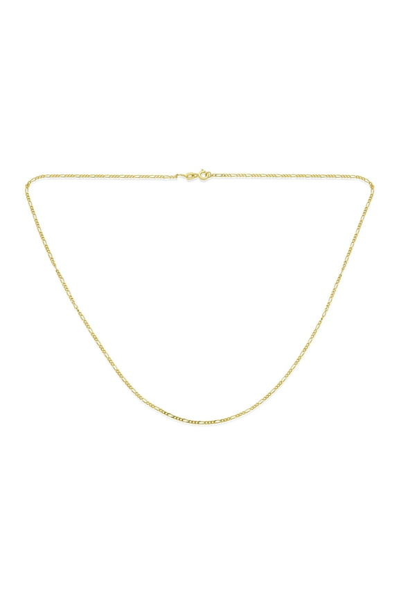 Womens Unisex 14K Gold Overlay Sterling Silver Figaro Chain Necklace for Men 14-24 Inch