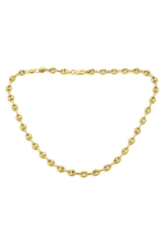 Womens 14K Gold Plated Sterling Silver Anchor Chain Necklace 6MM