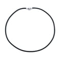 thumbnail image 1 of Bling Jewelry Womens Unisex Black Leather Cord Necklace with Sterling Silver Barrel Clasp 18 Inch, 1 of 3
