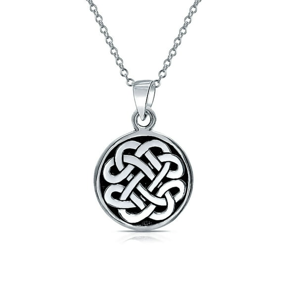 Bling Jewelry Womens Unisex Celtic Knot Medallion Pendant Necklace in Blackened Sterling Silver