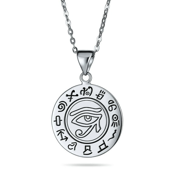 Bling Jewelry Womens Unisex Mystic Eye of Horus Pendant Necklace in Oxidized Sterling Silver
