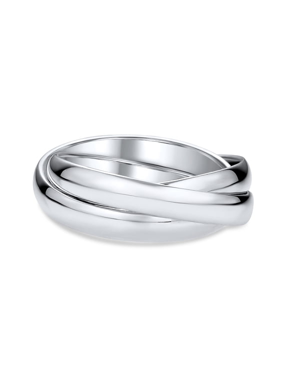 Unisex Simple Dome Russian Triple Rolling Wedding Band .925 Sterling Silver