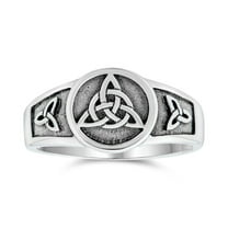 Bling Jewelry Womens Unisex Silver Ring with Viking Celtic Infinity Knot Triquetra Signet Design