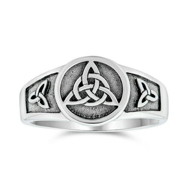 Bling Jewelry Womens Unisex Silver Ring with Viking Celtic Infinity Knot Triquetra Signet Design