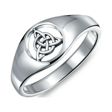 Bling Jewelry Womens Unisex Silver Ring with Viking Celtic Infinity Knot Triquetra Signet Design