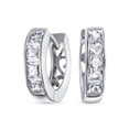 thumbnail image 1 of Bling Jewelry Womens Unisex Small CZ Hoop Earrings in Gold-Plated Sterling Silver Multi-Color Options, 1 of 5