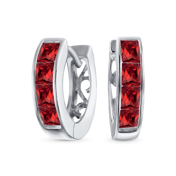 Bling Jewelry Womens Unisex Small CZ Hoop Earrings in Gold-Plated Sterling Silver Multi-Color Options