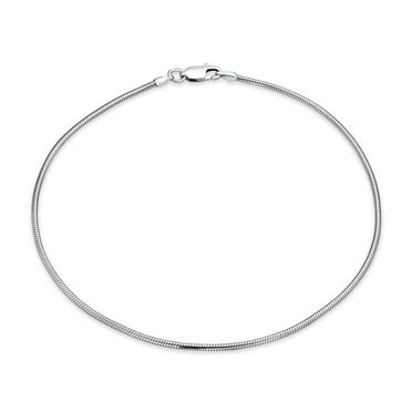 Bling Jewelry Womens Unisex Snake Chain Anklet Ankle Bracelet Sterling Silver Italy 910 Inch 1.5MM
