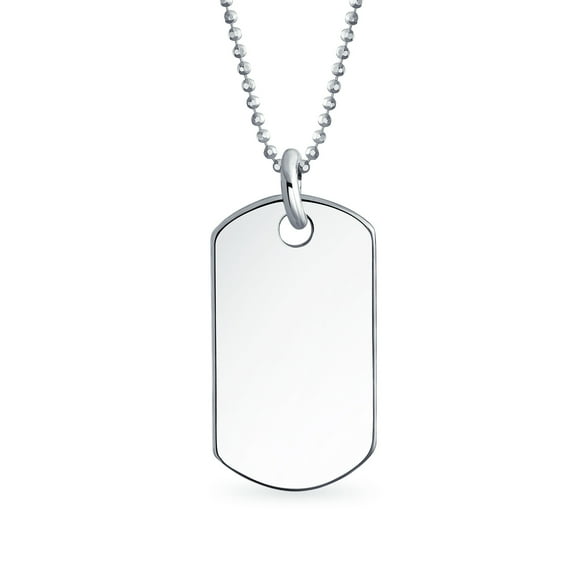 Bling Jewelry Womens Sterling Silver Dog Tag Pendant Necklace Men and Teens