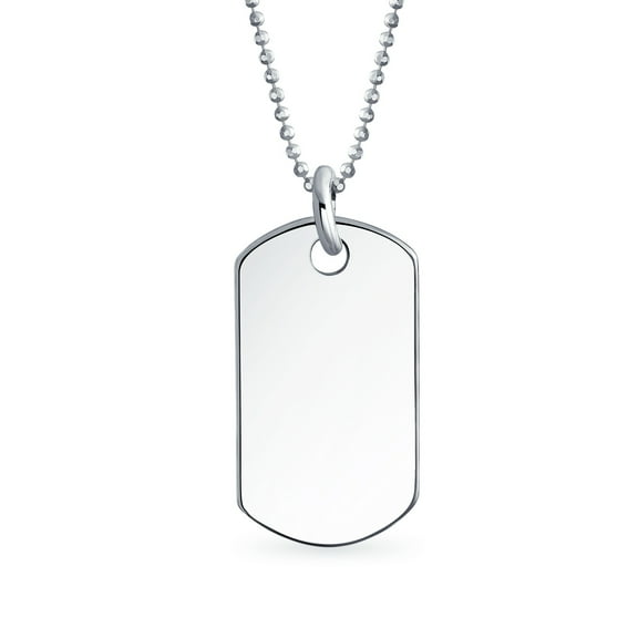 Bling Jewelry Womens Sterling Silver Dog Tag Pendant Necklace Men and Teens