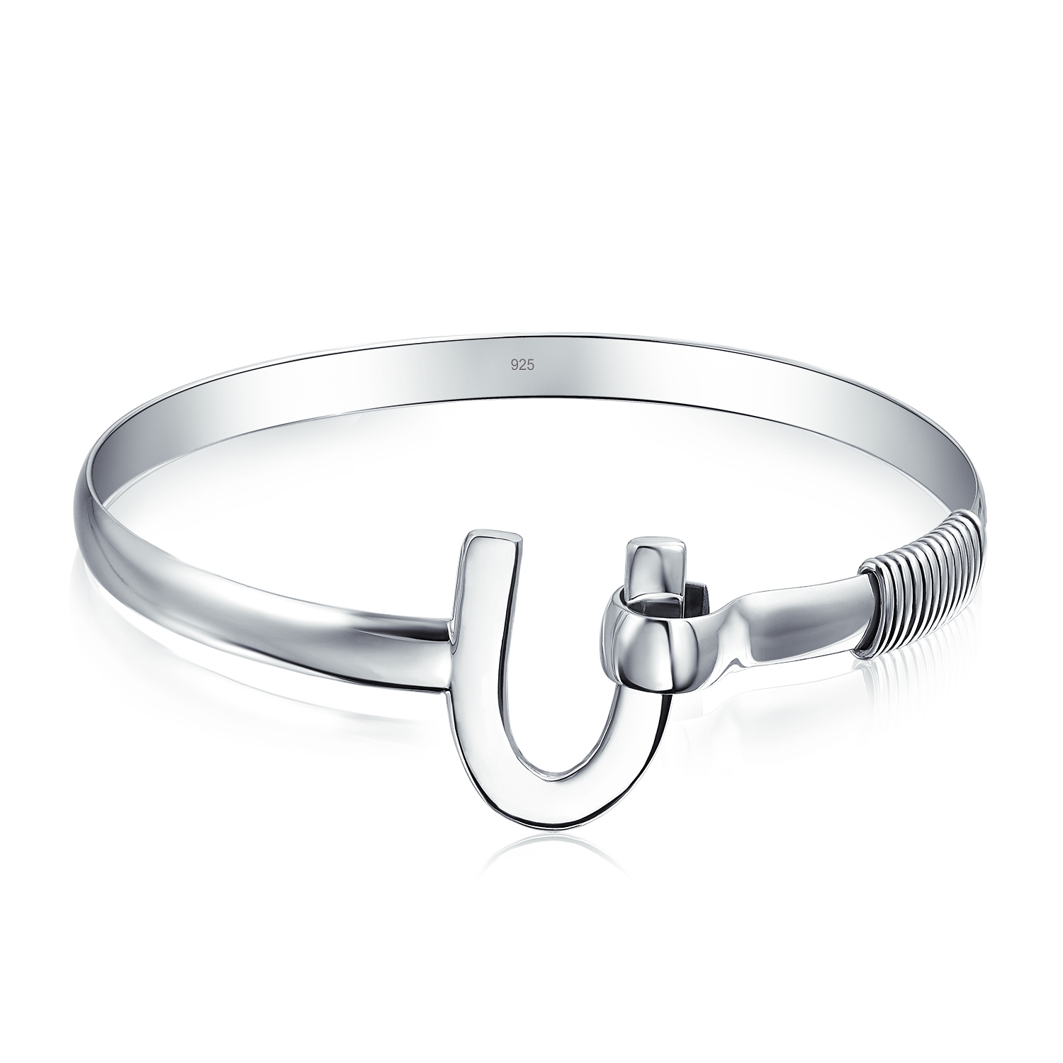 Bling Jewelry Womens Unisex Sterling Silver Horseshoe Bangle Bracelet Bling Jewelry Womens Unisex Sterling Silver Horseshoe Bangle Bracelet