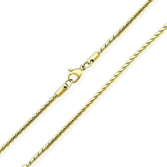 Bling Jewelry Womens Unisex Stylish Serpentine Chain Necklace Silver Tone Black IP Gold Plated Steel