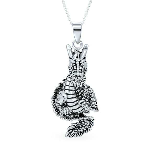 Bling Jewelry Womens Unisex Vintage Zodiac Sign Pendant Necklace in Oxidized Sterling Silver