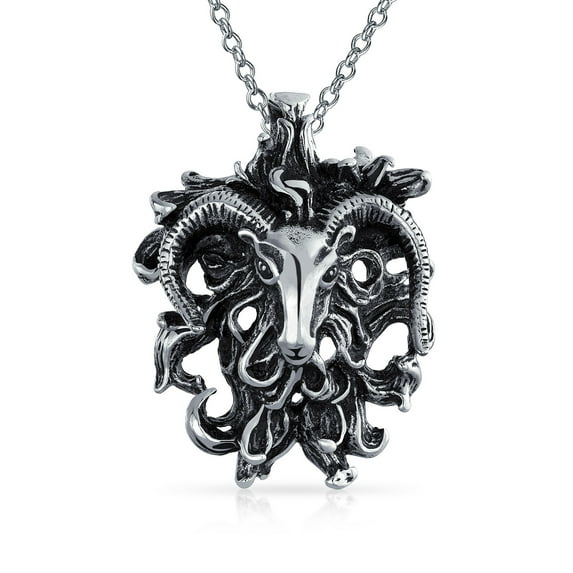 Bling Jewelry Womens Unisex Vintage Zodiac Sign Pendant Necklace in Oxidized Sterling Silver