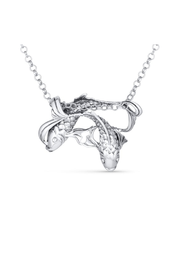 Womens Unisex Vintage Zodiac Sign Pendant Necklace in Oxidized Sterling Silver