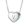 thumbnail image 1 of Bling Jewelry Womens V - Plain Simple Alphabet A-Z Monogram Heart Pendant Necklace Sterling Silver, 1 of 4