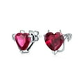 thumbnail image 1 of Bling Jewelry Womens Whimsical Valentine Red CZ Cubic Zirconia Devil Heart Shape Stud Earrings .925 Sterling Silver, 1 of 7