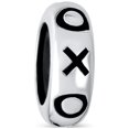 thumbnail image 1 of Bling Jewelry Womens Valentine XO Clasp Spacer Charm Bead Black Rubber Oxidized Silver for Bracelets, 1 of 3