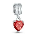 thumbnail image 1 of Bling Jewelry Womens Valentines Love Cubic Zirconia CZ Red Heart Shape Dangle Charm Bead for Bracelet Sterling Silver, 1 of 5