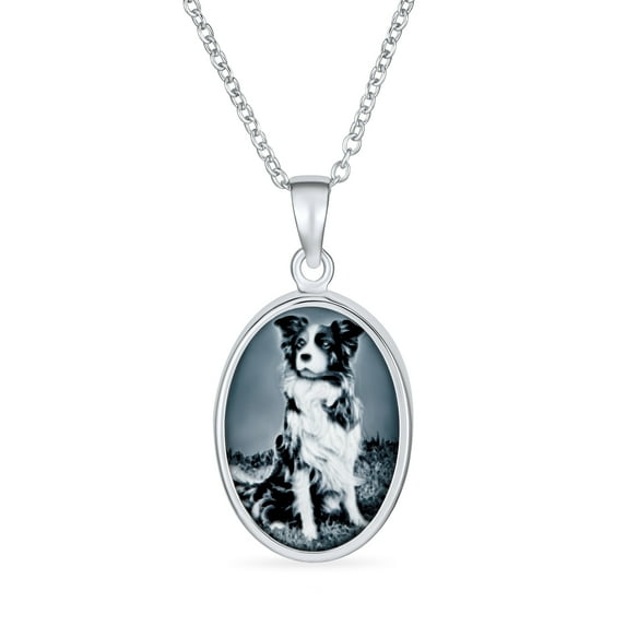 Bling Jewelry Womens Vintage Antique Style Black Onyx Puppy Dog Cameo Pendant Necklace Silver