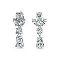 thumbnail image 1 of Bling Jewelry Womens Vintage Art Deco Blue Aquamarine CZ Chandelier Clip-On Earrings Silver Plated, 1 of 5