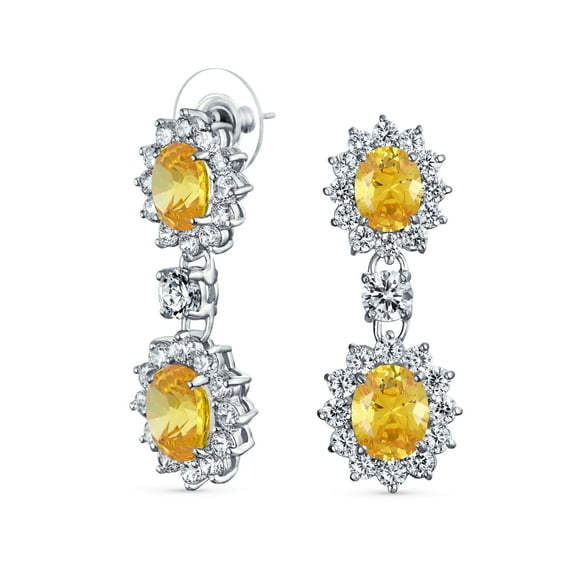 Bling Jewelry Womens Vintage Art Deco Bridal Crown Dangle Chandelier Earrings with CZ Gems