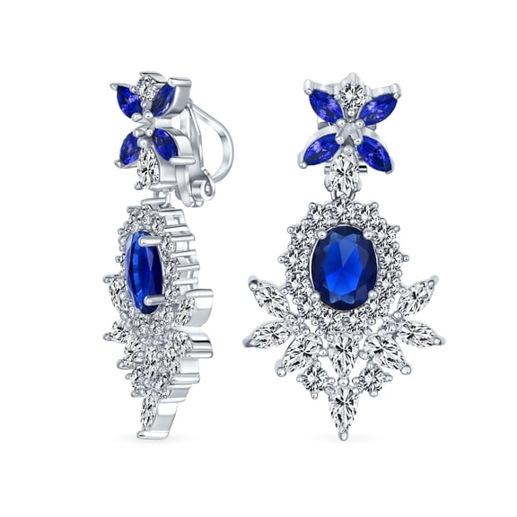 Bling Jewelry Womens Vintage Art Deco Clip-On Earrings with Simulated Gemstone CZ Chandelier Design