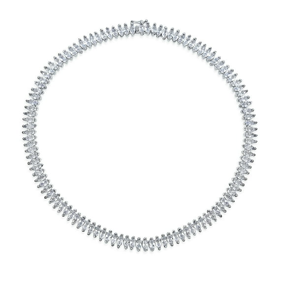 Bling Jewelry Womens Vintage Art Deco Collar Necklace Clear White Cubic Zirconia for Bridal Events