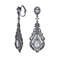 thumbnail image 1 of Bling Jewelry Womens Vintage Art Deco Cubic Zirconia Teardrop Clip-On Earrings BlackSilver Plated, 1 of 5