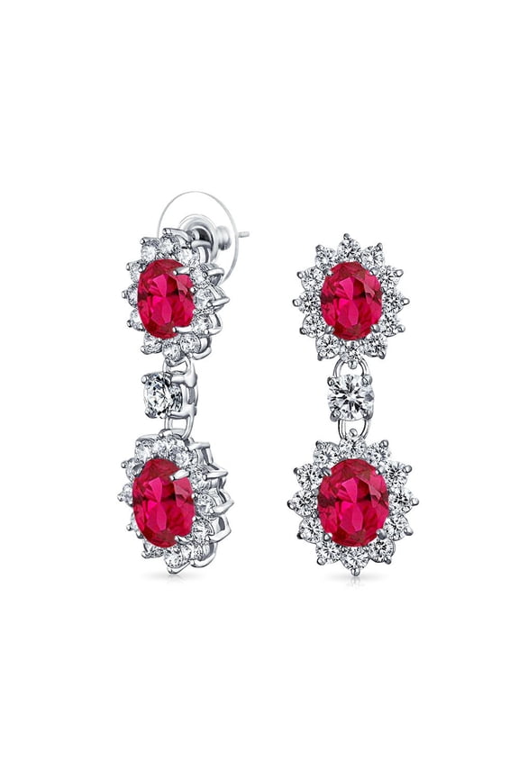 Womens Vintage Art Deco Dangle Chandelier Earrings with Blue Sapphire CZ for Weddings