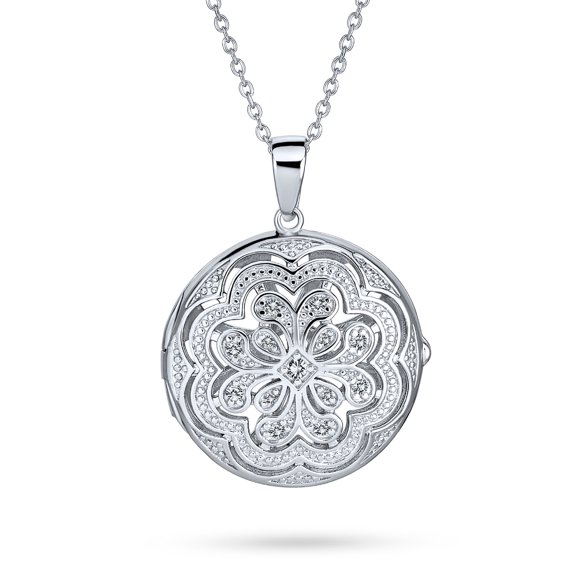 Bling Jewelry Womens Filigree Star Flower Aromatherapy Locket Necklace Sterling Silver Keepsake