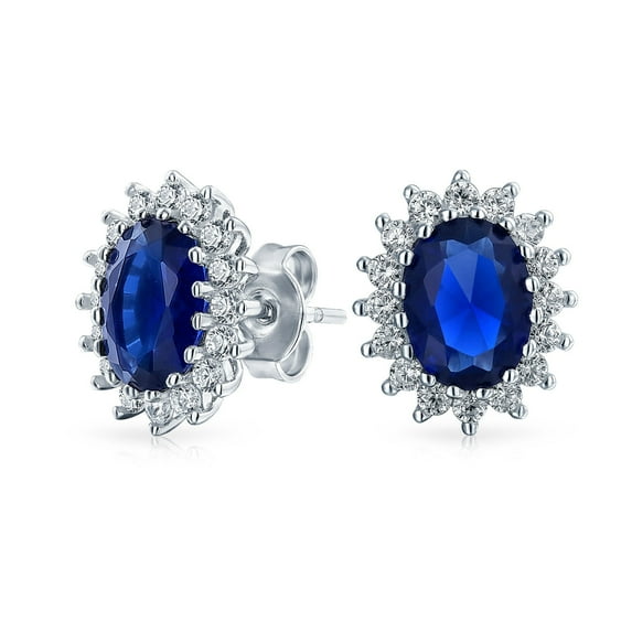 Bling Jewelry Womens Vintage Style 3CT Crown Halo Gemstone CZ Stud Earrings in Sterling Silver