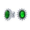 thumbnail image 1 of Bling Jewelry Womens Vintage Style 3CT Crown Halo Gemstone CZ Stud Earrings in Sterling Silver, 1 of 4