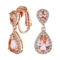 thumbnail image 1 of Bling Jewelry Womens Vintage Style Bridal CZ Halo Dangle Clip-On Earrings SilverRose Gold Plated, 1 of 6