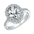 thumbnail image 1 of Bling Jewelry Womens Vintage 4CTW CZ Oval Halo Engagement Ring Sterling Silver, 1 of 6