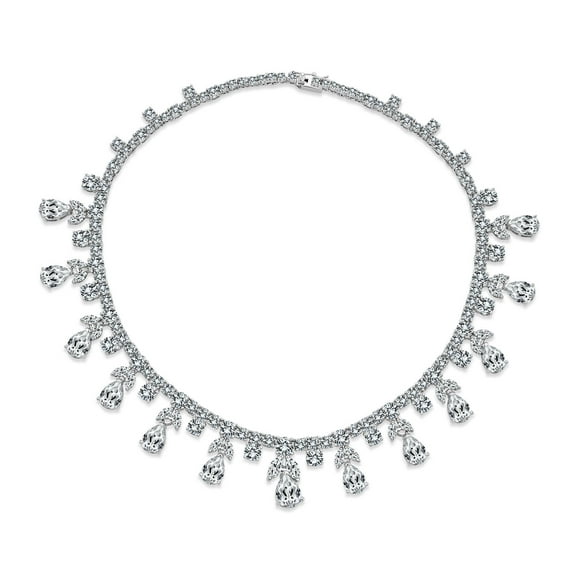 Bling Jewelry Womens Vintage Chain Necklace Teardrop Cubic Zirconia Bridal Party