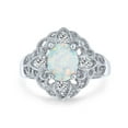 thumbnail image 1 of Bling Jewelry Womens Vintage Style Oval Flower White Created Opal Full Finger Ring .925 Sterling Silver, 1 of 6